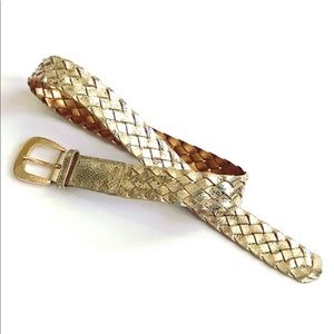 Michael Kors braided leather metallic gold belt